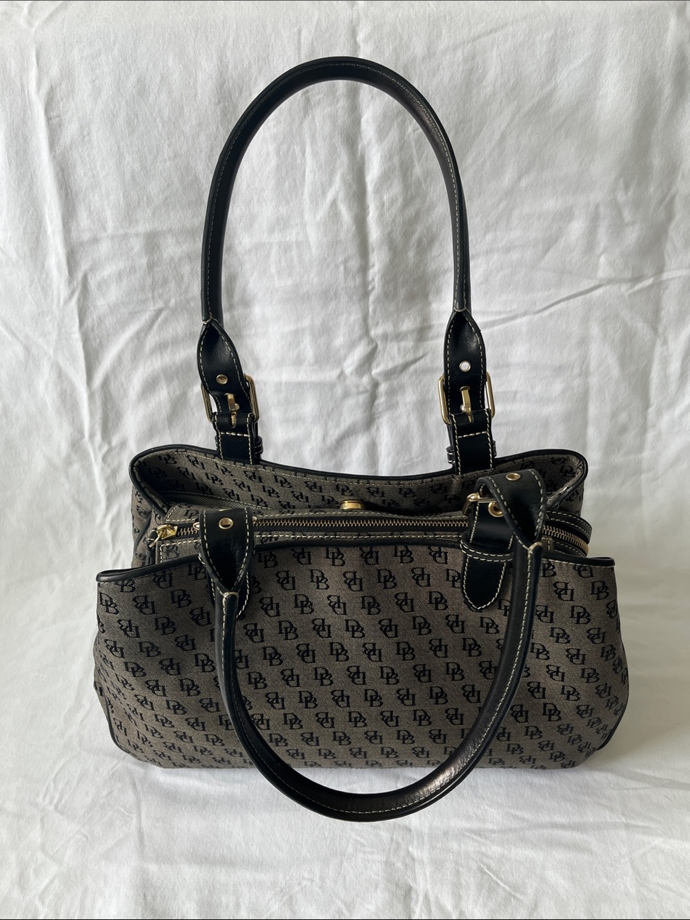 Dooney and Bourke Black Monogram Canvas Tote Bag